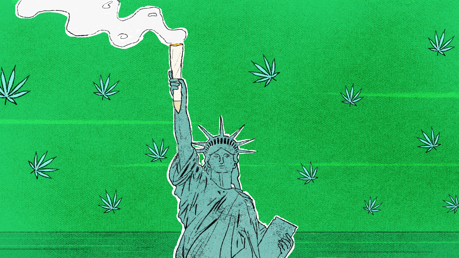 Lady Liberty holding a joint instead of a torch.